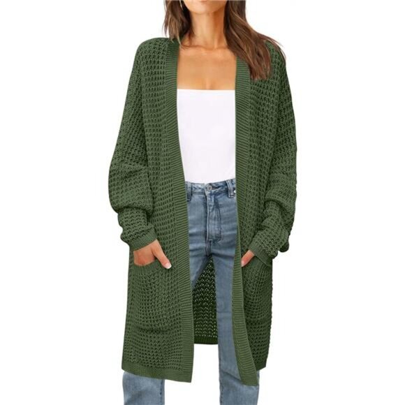 Women's 2024 Fall Long Batwing Sleeve Sweater Army Green - Picture 1 of 6